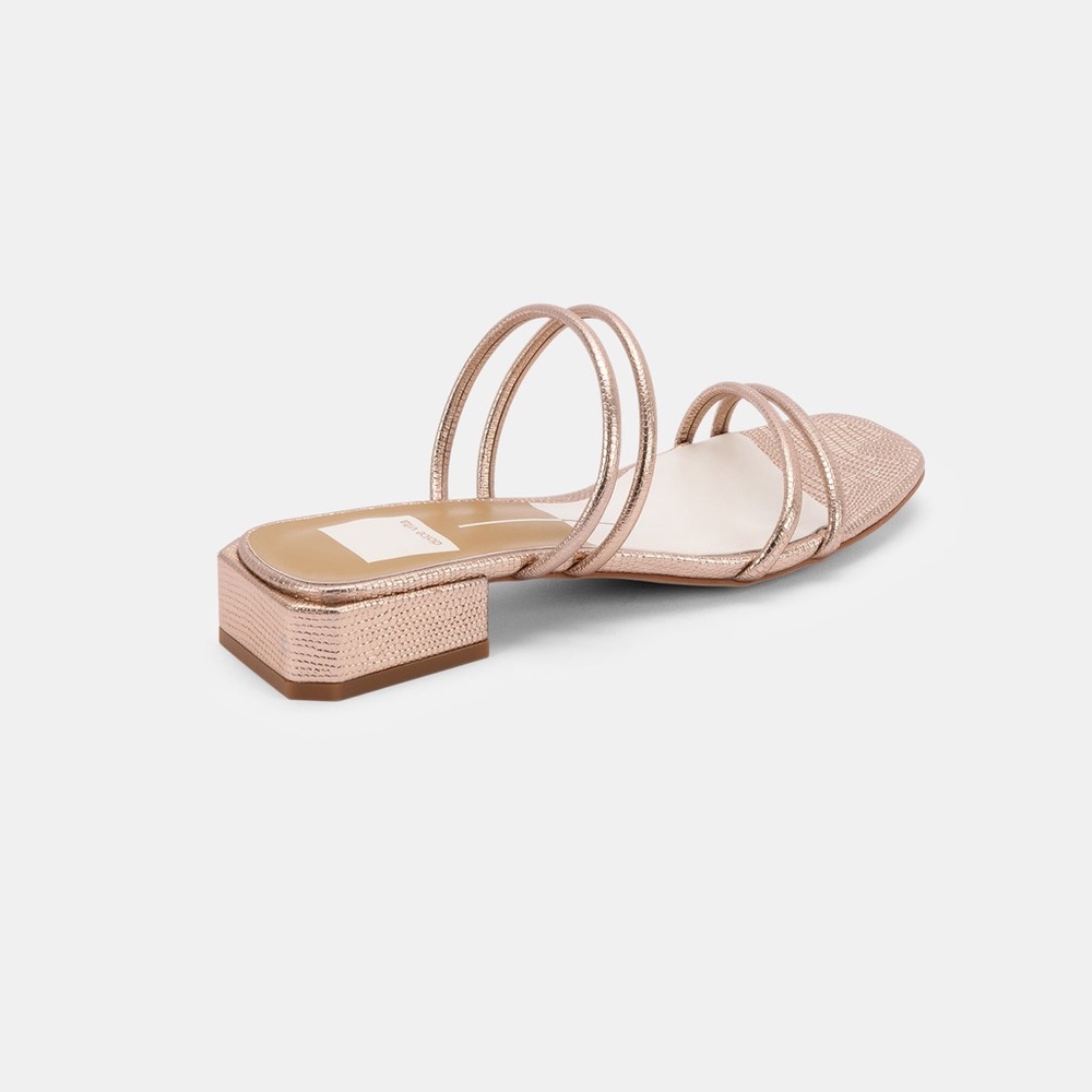 Dolce Vita Haize Sandal in Rose Gold Embossed Leather Size 10